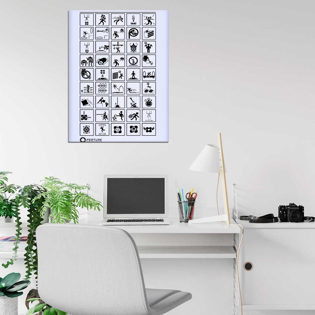 Portal 2 Test Icons Signs Aperture Science Laboratories Wall Art Print Poster