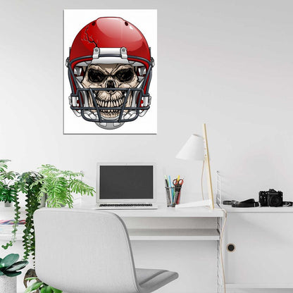 Football Helmet Skull Cool Sport Art Wall Art Print Poster