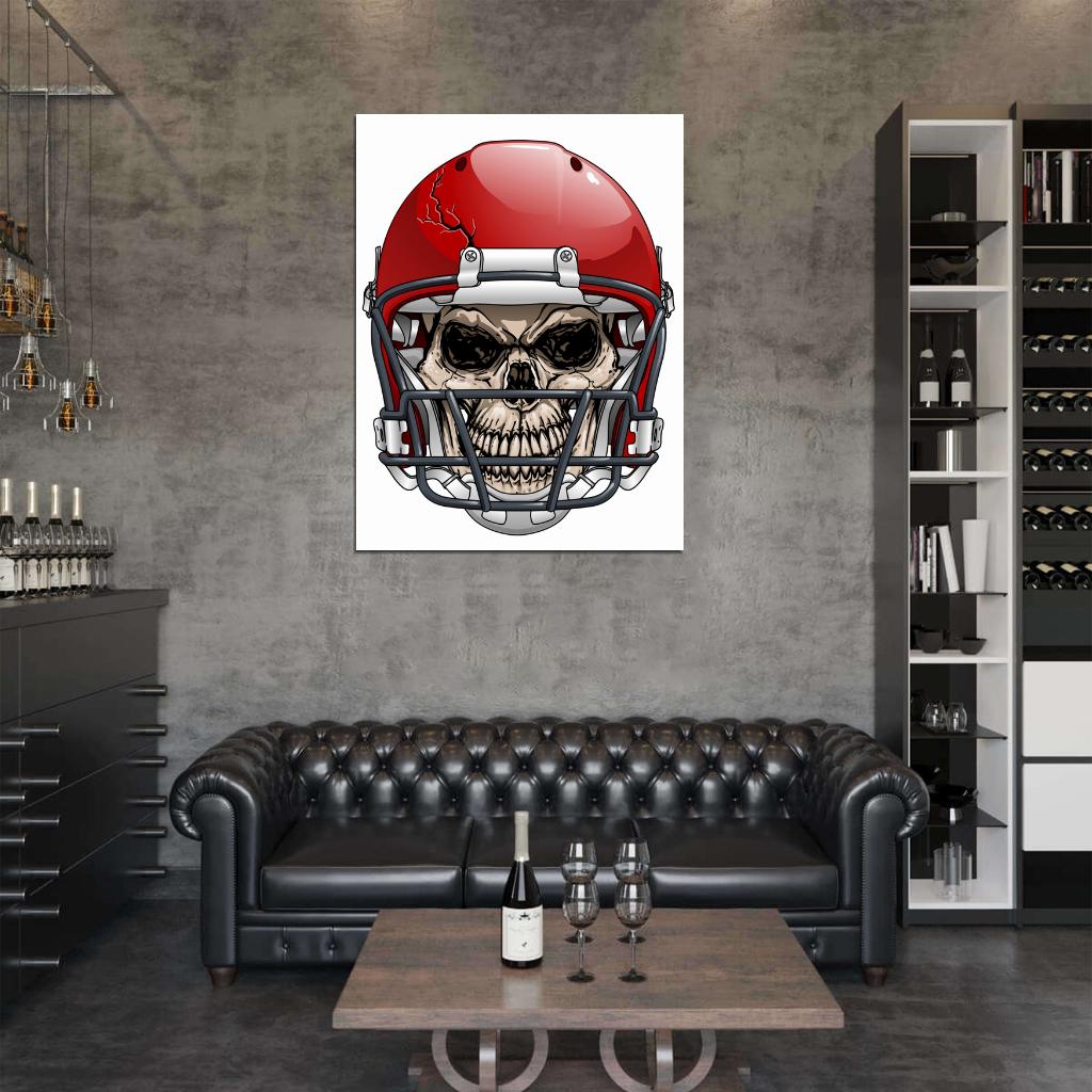 Football Helmet Skull Cool Sport Art Wall Art Print Poster
