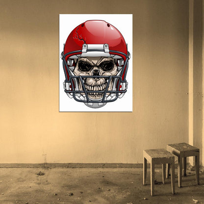 Football Helmet Skull Cool Sport Art Wall Art Print Poster