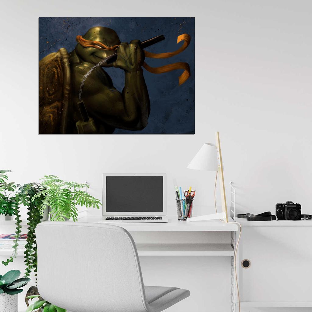 Michelangelo Dark Angry Teenage Mutant Ninja Turtles TMNT Art Wall Art Print Poster