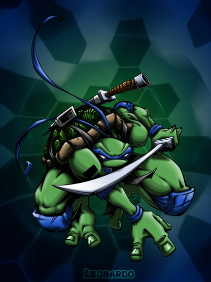 Leonardo Teenage Mutant Ninja Turtles TMNT Art Wall Art Print Poster