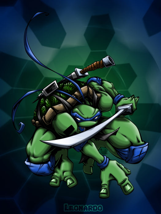 Leonardo Teenage Mutant Ninja Turtles TMNT Art Wall Art Print Poster