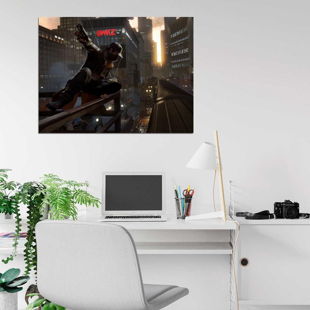 Watch Dogs Aiden Pearce Jump Train Video Game Art Wall Art Print Poster