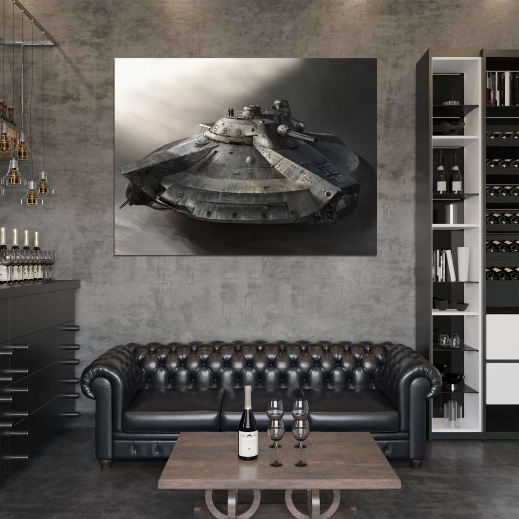 World War II German UFO Flying Saucer WW2 Art Wall Art Print Poster