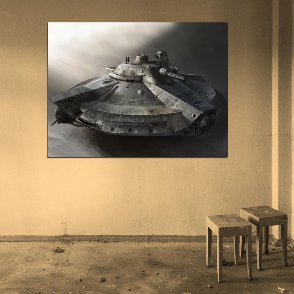World War II German UFO Flying Saucer WW2 Art Wall Art Print Poster