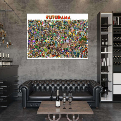 Futurama Characters Cast Amazing TV Series Wall Art Print Poster