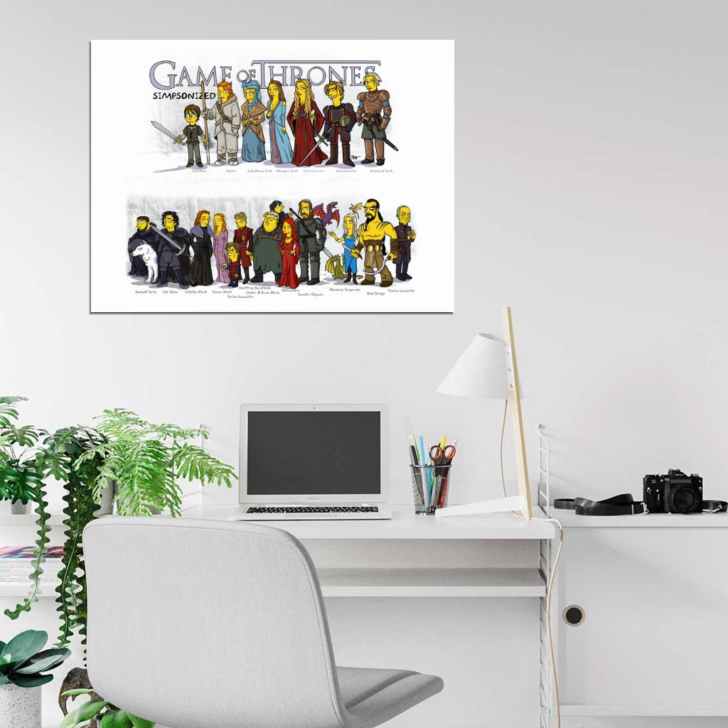 The Simpsons Game of Thrones Cast Characters Funny Art TV Series Wall Art Print Poster