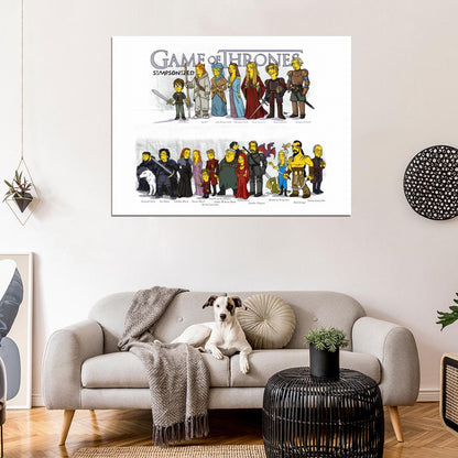 The Simpsons Game of Thrones Cast Characters Funny Art TV Series Wall Art Print Poster