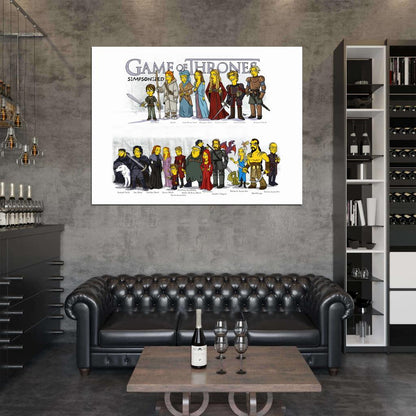 The Simpsons Game of Thrones Cast Characters Funny Art TV Series Wall Art Print Poster