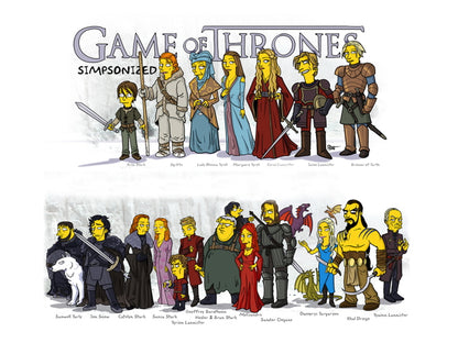 The Simpsons Game of Thrones Cast Characters Funny Art TV Series Wall Art Print Poster