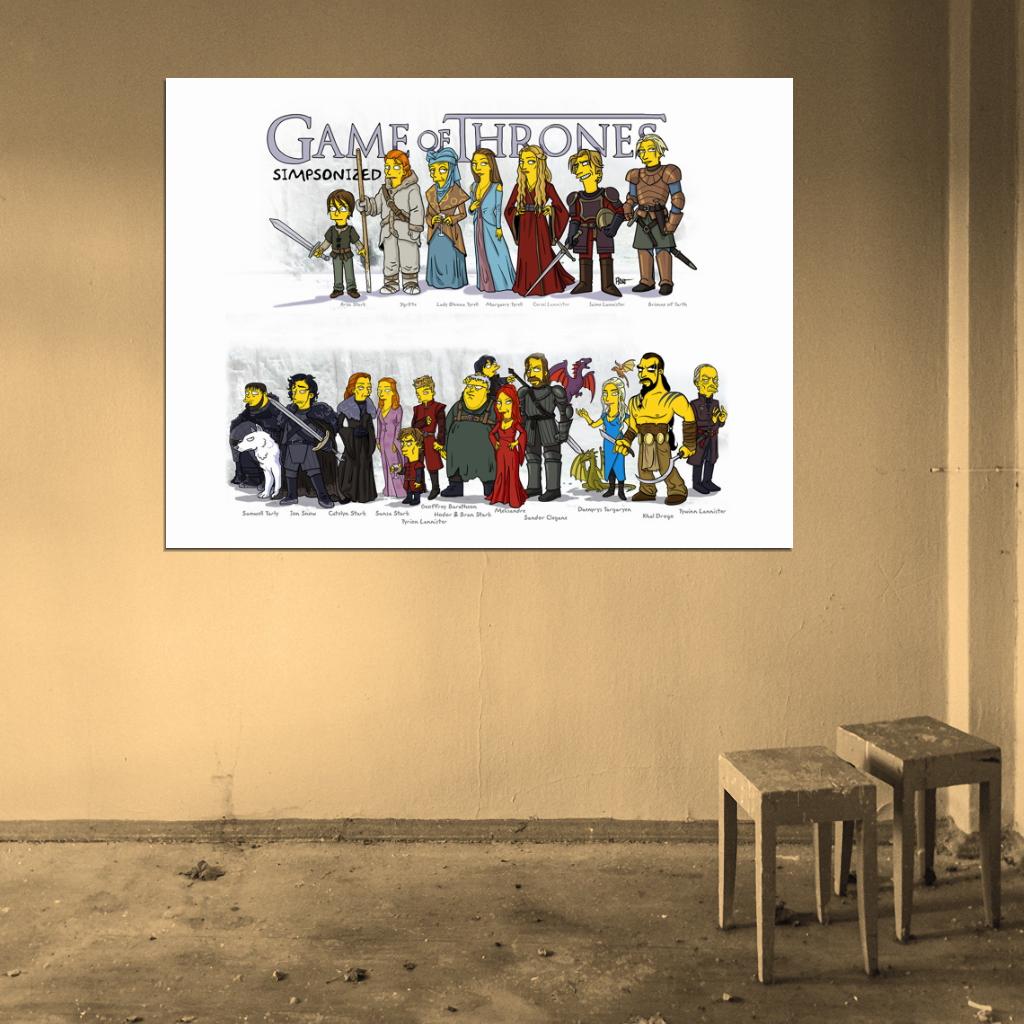 The Simpsons Game of Thrones Cast Characters Funny Art TV Series Wall Art Print Poster