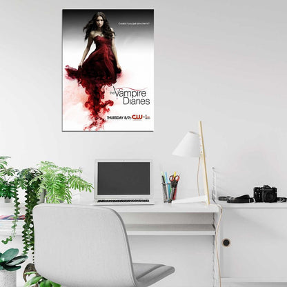 The Vampire Diaries Nina Dobrev Red Dress TV Series Wall Art Print Poster