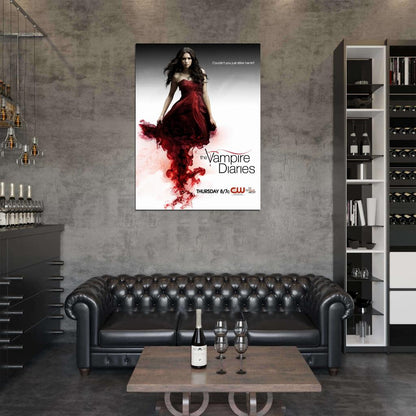 The Vampire Diaries Nina Dobrev Red Dress TV Series Wall Art Print Poster