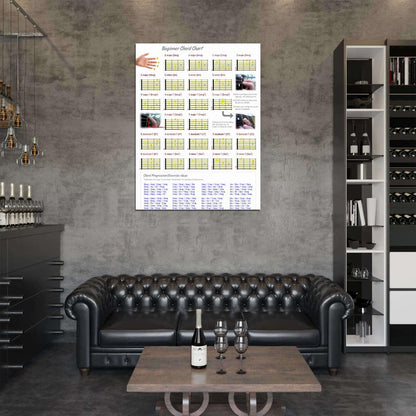Beginner Guitar Chord Chart Music Art Wall Art Print Poster
