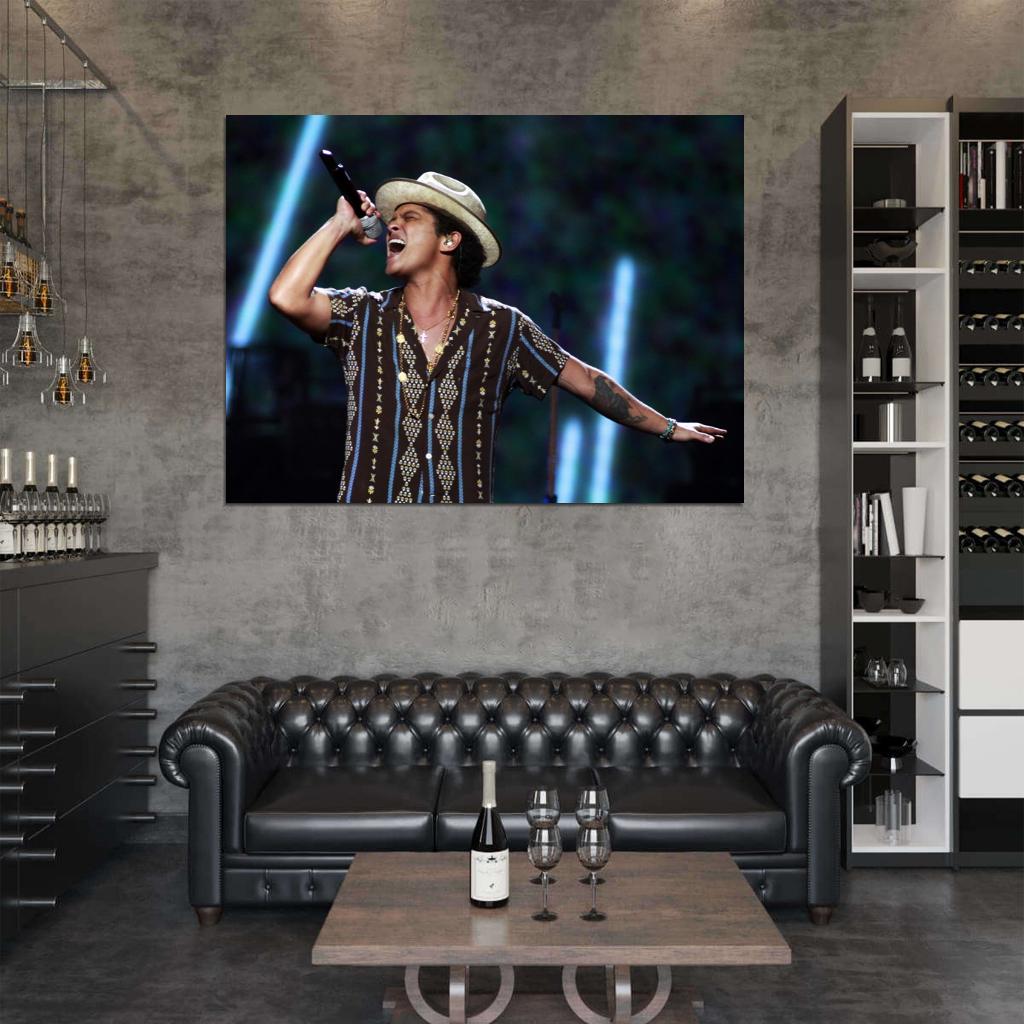 Bruno Mars Pop R&B Singer Music Art Wall Art Print Poster