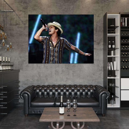 Bruno Mars Pop R&B Singer Music Art Wall Art Print Poster