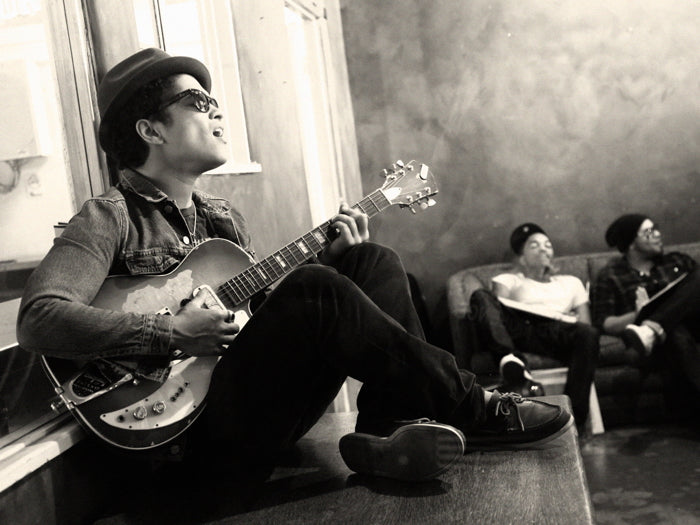 Bruno Mars Guitar R&B Pop Singer Music BW Art Wall Art Print Poster