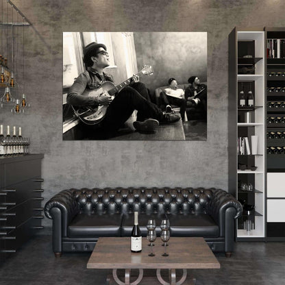 Bruno Mars Guitar R&B Pop Singer Music BW Art Wall Art Print Poster