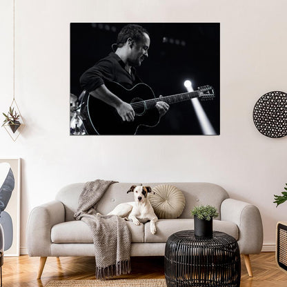 Dave Matthews Guitar Rock Singer Music BW Art Wall Art Print Poster