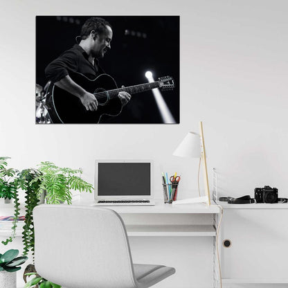 Dave Matthews Guitar Rock Singer Music BW Art Wall Art Print Poster