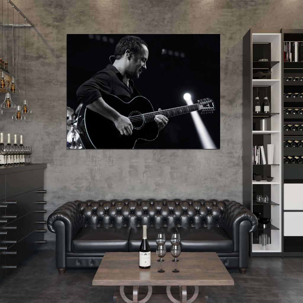 Dave Matthews Guitar Rock Singer Music BW Art Wall Art Print Poster