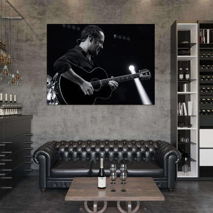 Dave Matthews Guitar Rock Singer Music BW Art Wall Art Print Poster