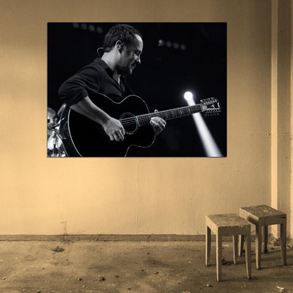 Dave Matthews Guitar Rock Singer Music BW Art Wall Art Print Poster