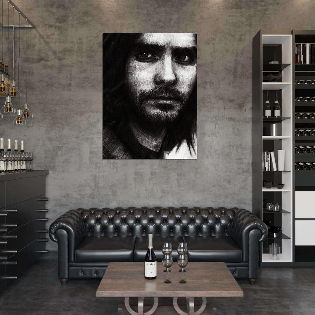 Jared Leto Painting Art Rock Singer Actor Music BW Art Wall Art Print Poster
