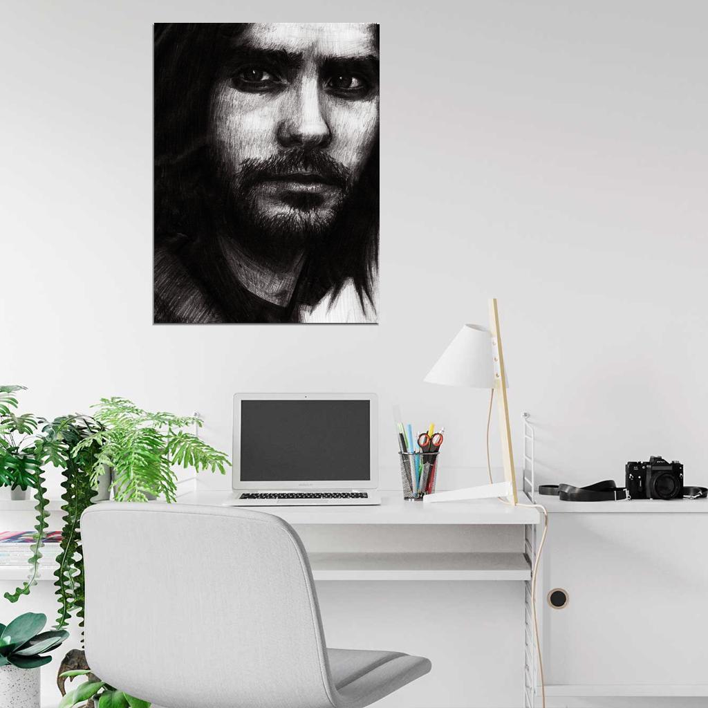 Jared Leto Painting Art Rock Singer Actor Music BW Art Wall Art Print Poster