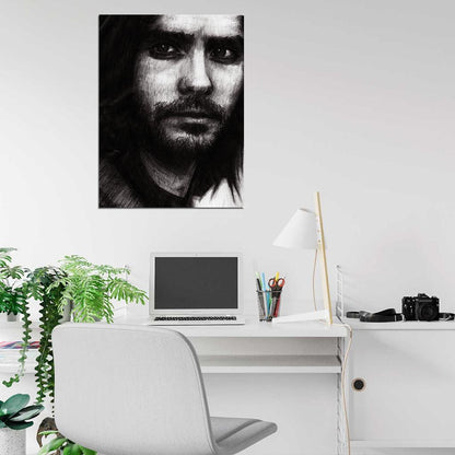 Jared Leto Painting Art Rock Singer Actor Music BW Art Wall Art Print Poster