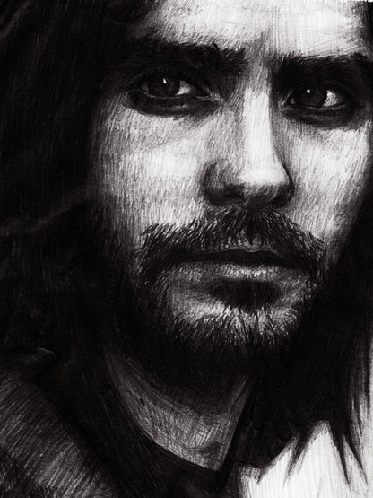 Jared Leto Painting Art Rock Singer Actor Music BW Art Wall Art Print Poster