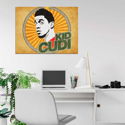 Kid Cudi Painting Vintage Art Hip Hop Singer Music Art Wall Art Print Poster