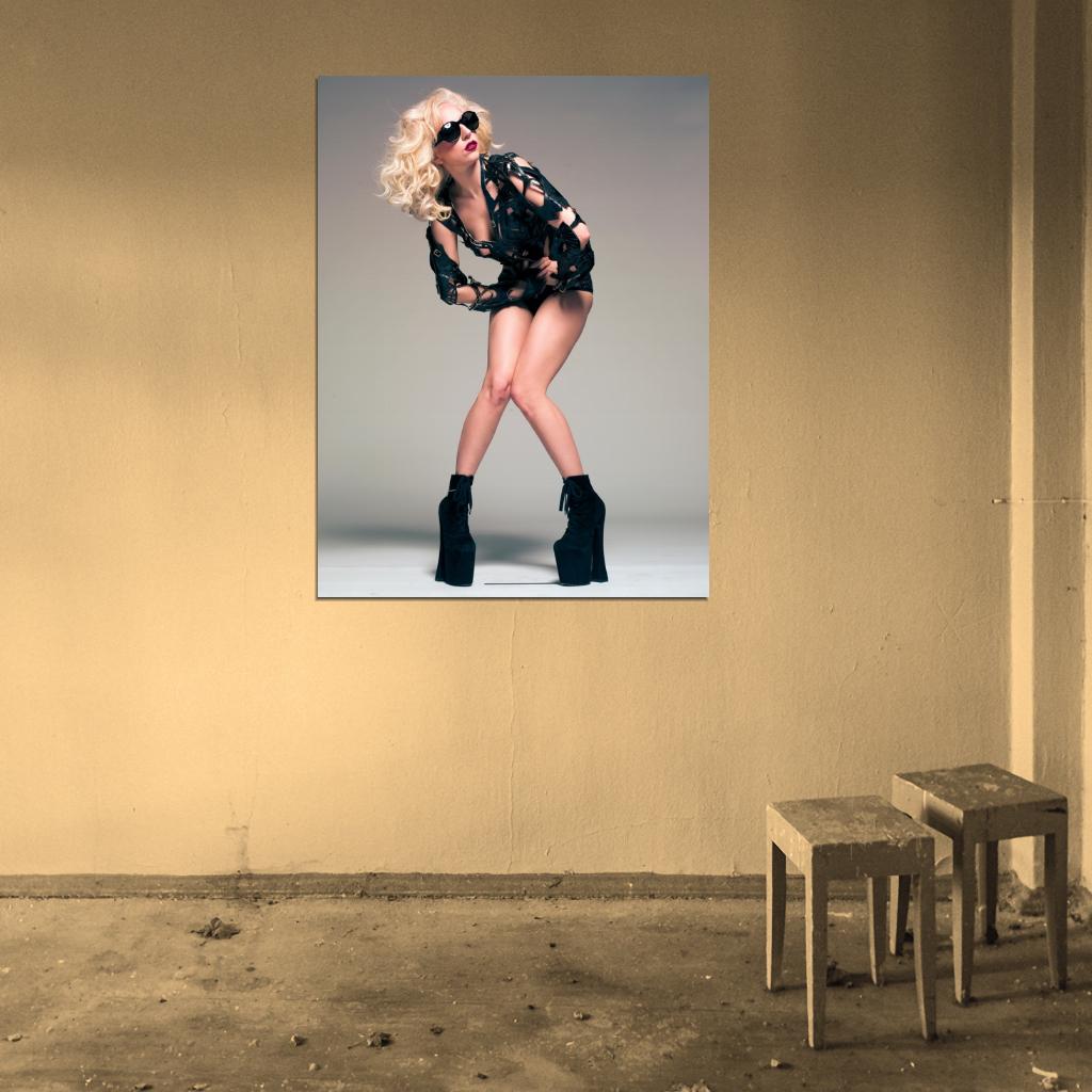 Lady Gaga Sexy Legs Sunglass Pop Singer Music Art Wall Art Print Poster