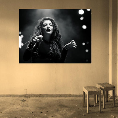Lorde Pop Singer BW Music Art Wall Art Print Poster