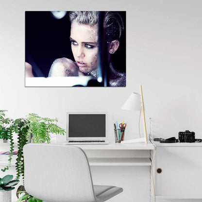 Miley Cyrus Beauty Glamour Portrait Country Pop Singer Music Art Wall Art Print Poster