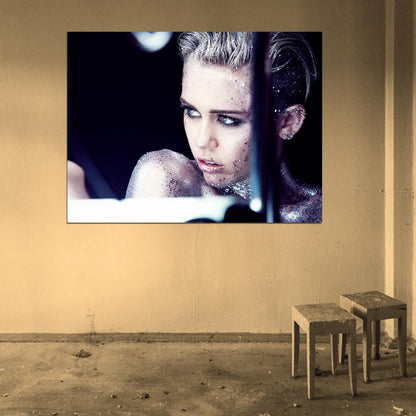 Miley Cyrus Beauty Glamour Portrait Country Pop Singer Music Art Wall Art Print Poster