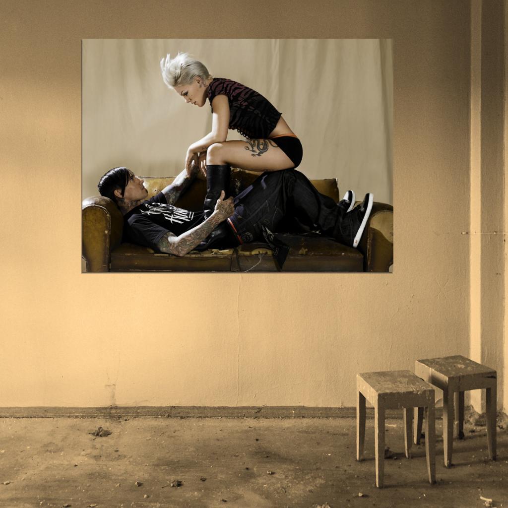 Pink Hot Tattoo Pop Rock Singer Music Art Wall Art Print Poster