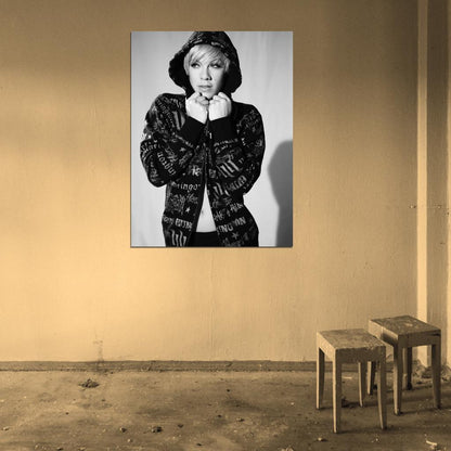 Pink Rock Pop Singer Music BW Art Wall Art Print Poster