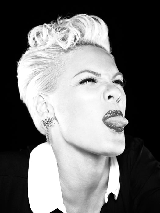 Pink Tongue Funny Rock Pop Singer Music BW Art Wall Art Print Poster