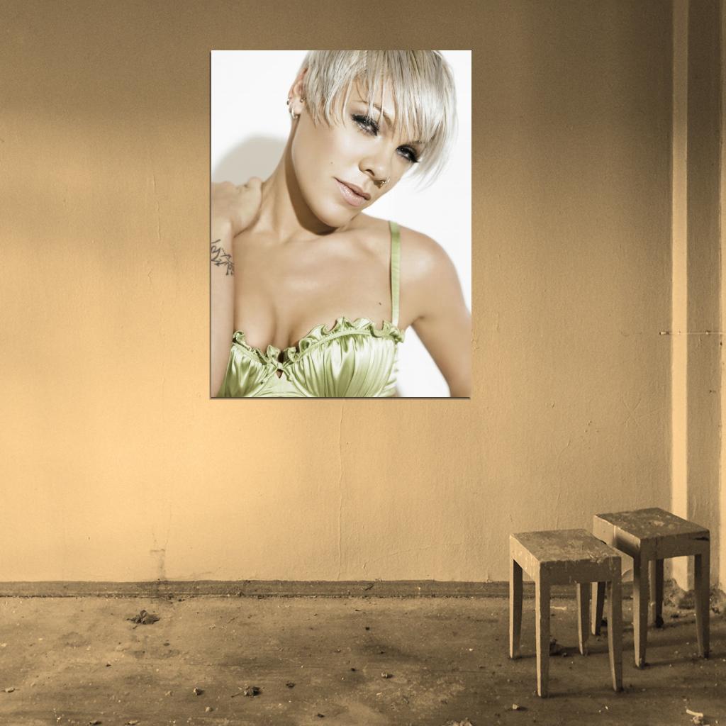 Pink Hot Portrait Beauty Pop Rock Singer Music Art Wall Art Print Poster