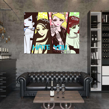2NE1 Painting Art K-Pop Hip Hop Band Music Art Wall Art Print Poster