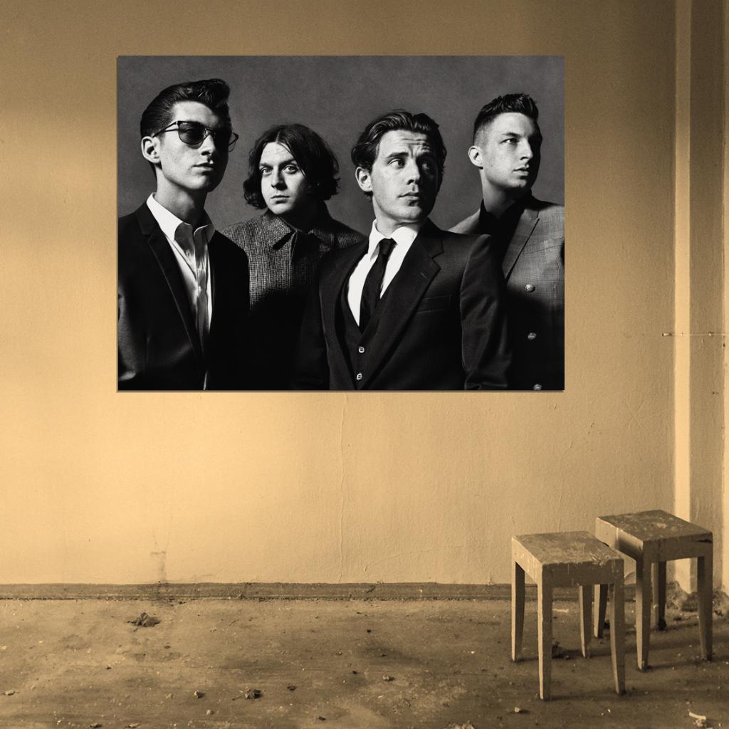 Arctic Monkeys Indie Rock Band Music BW Art Wall Art Print Poster