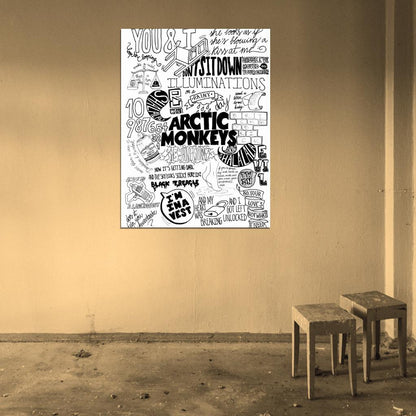 Arctic Monkeys Painting Indie Rock Band Music BW Art Wall Art Print Poster