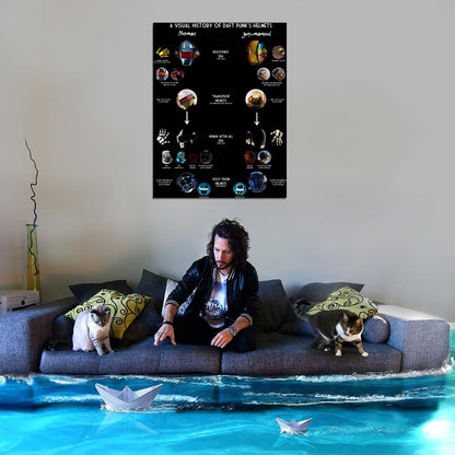 Daft Punk A Visual History of Daft Punk's Helmets Electronic Duo Music Art Wall Art Print Poster