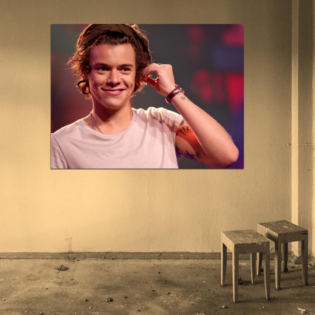 Harry Styles Portrait Tattoo Pop Singer Music Art Wall Art Print Poster