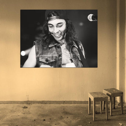 Pierce The Veil Vic Fuentes Hardcore Rock Band Music BW Art Wall Art Print Poster