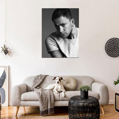 Channing Tatum Portrait Actor BW Art Wall Art Print Poster