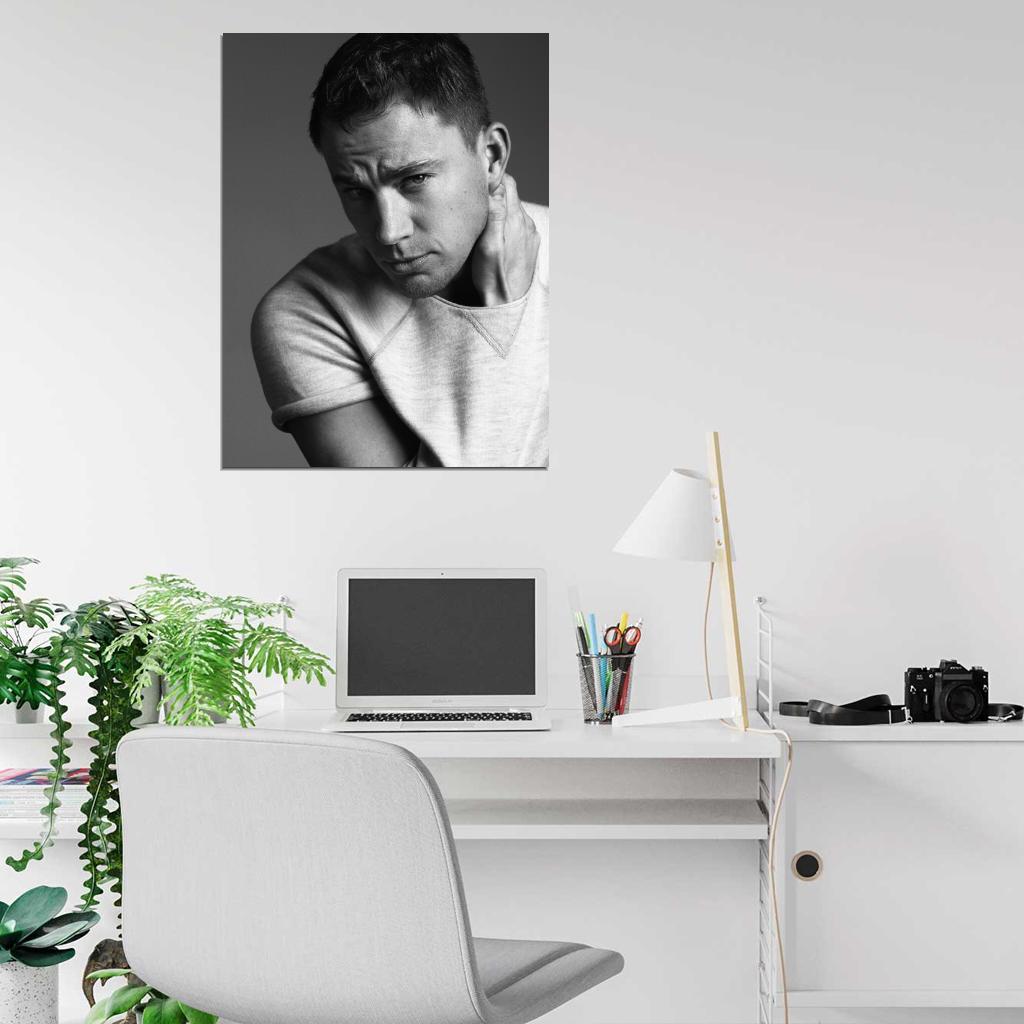 Channing Tatum Portrait Actor BW Art Wall Art Print Poster