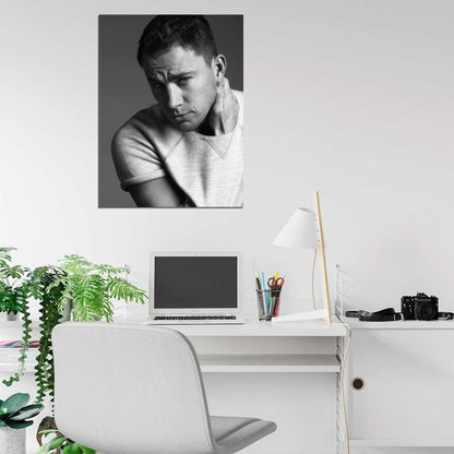 Channing Tatum Portrait Actor BW Art Wall Art Print Poster